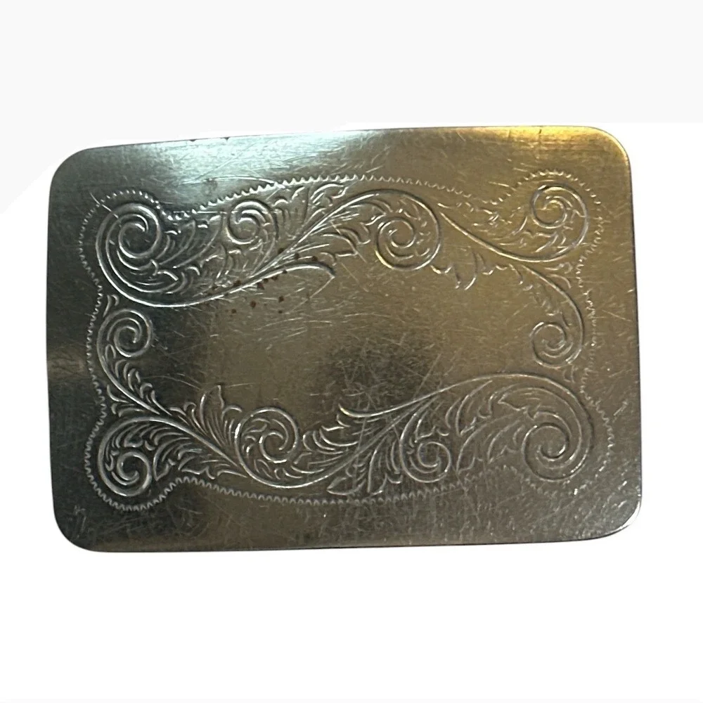 Vintage Lyntone Co Oklahoma City Nickel Silver Engraved Buckle